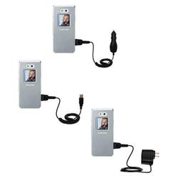 Gomadic Deluxe Kit for the Samsung SGH-E870 includes a USB cable with Car and Wall Charger - Brand w