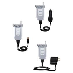 Gomadic Deluxe Kit for the Samsung SGH-P400 includes a USB cable with Car and Wall Charger - Brand w