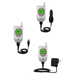 Gomadic Deluxe Kit for the Samsung SGH-S100 includes a USB cable with Car and Wall Charger - Brand w