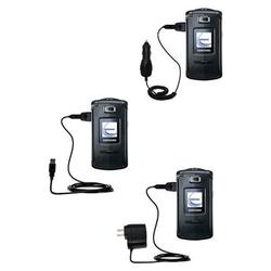 Gomadic Deluxe Kit for the Samsung SGH-V804 includes a USB cable with Car and Wall Charger - Brand w