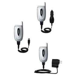 Gomadic Deluxe Kit for the Samsung SGH-X450 includes a USB cable with Car and Wall Charger - Brand w