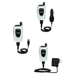 Gomadic Deluxe Kit for the Samsung SGH-X496 includes a USB cable with Car and Wall Charger - Brand w