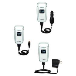 Gomadic Deluxe Kit for the Samsung SGH-X497 includes a USB cable with Car and Wall Charger - Brand w