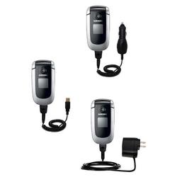 Gomadic Deluxe Kit for the Samsung SGH-X660 includes a USB cable with Car and Wall Charger - Brand w