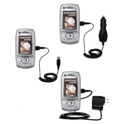 Gomadic Deluxe Kit for the Samsung SGH-Z400 includes a USB cable with Car and Wall Charger - Brand w