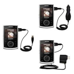 Gomadic Deluxe Kit for the Samsung SGH-i620 includes a USB cable with Car and Wall Charger - Brand w
