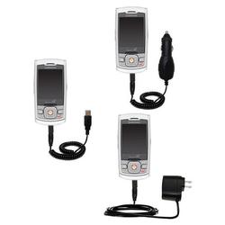 Gomadic Deluxe Kit for the Samsung SPH-M520 includes a USB cable with Car and Wall Charger - Brand w