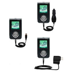 Gomadic Deluxe Kit for the Samsung Yepp YP-T7J includes a USB cable with Car and Wall Charger - Bran