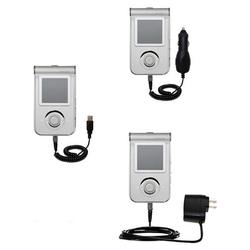 Gomadic Deluxe Kit for the Samsung Yepp YP-T7Z includes a USB cable with Car and Wall Charger - Bran