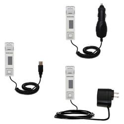 Gomadic Deluxe Kit for the Samsung Yepp YP-U1H includes a USB cable with Car and Wall Charger - Bran