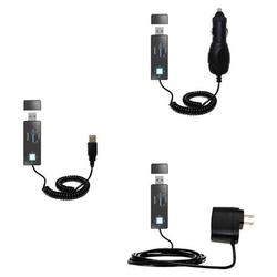Gomadic Deluxe Kit for the Sandisk Sansa Express includes a USB cable with Car and Wall Charger - Br