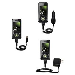Gomadic Deluxe Kit for the Sony Ericsson S500i includes a USB cable with Car and Wall Charger - Bran