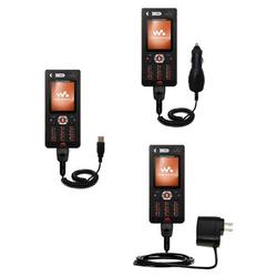 Gomadic Deluxe Kit for the Sony Ericsson w880i includes a USB cable with Car and Wall Charger - Bran