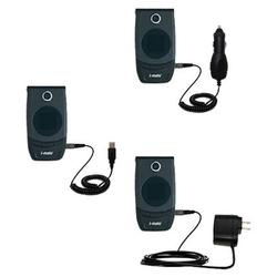 Gomadic Deluxe Kit for the i-Mate SmartFlip includes a USB cable with Car and Wall Charger - Brand w