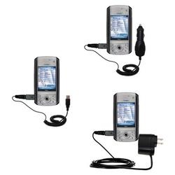 Gomadic Deluxe Kit for the i-Mate Ultimate 5150 includes a USB cable with Car and Wall Charger - Bra