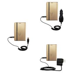 Gomadic Deluxe Kit for the i-Mate Ultimate 7150 includes a USB cable with Car and Wall Charger - Bra