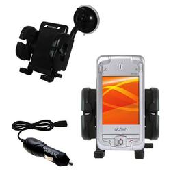 Gomadic Eten Goldfiish M700 Auto Windshield Holder with Car Charger - Uses TipExchange