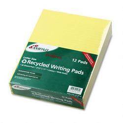Ampad/Divi Of American Pd & Ppr Evidence® Recycled Glue Top 8 1/2 x 11 Pads, Wide Rule, Canary, 50 sheets, Dozen