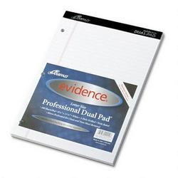 Ampad/Divi Of American Pd & Ppr Evidence® White Dual Pad with Wide Rule, 8 1/2 x 11 3/4, 100 Sheets