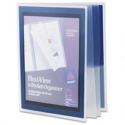 Avery-Dennison Flexi View Six Pocket Organizer, Holds 150, 11 x 8 1/2 Sheets, Navy Blue