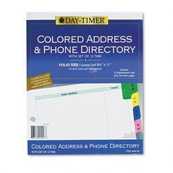 Daytimer/Acco Brands Inc. Folio Size Address/Phone Directory for Looseleaf Planner, Colored Tabs