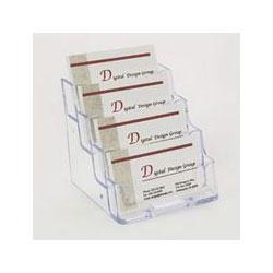 Deflecto Corporation Four Pocket Countertop Clear Plastic Business Card Holder, 3 7/8w x 4 1/8d x 3 1/2h