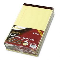 Ampad/Divi Of American Pd & Ppr Gold Fibre® 16# Watermarked Canary Wide Rule 50 Sheet Pads, 8 1/2x14, Dozen