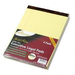 Ampad/Divi Of American Pd & Ppr Gold Fibre® 20# Watermarked Canary Wide Ruled 50 Sheet Pads, 8 1/2x11 3/4, 4/Pack