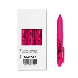 Avery-Dennison HI LITER® Retractable Highlighter, Pen Style, Chisel Tip, Fluorescent Pink