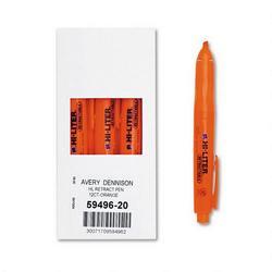 Avery-Dennison HI LITER® Retractable Highlighter, Pen Style, Chisel Tip, Orange