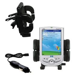 Gomadic HP iPAQ h1915 h 1915 Auto Vent Holder with Car Charger - Uses TipExchange
