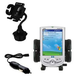 Gomadic HP iPAQ h1945 Auto Cup Holder with Car Charger - Uses TipExchange