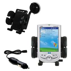 Gomadic HP iPAQ h1945 Auto Windshield Holder with Car Charger - Uses TipExchange