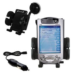 Gomadic HP iPAQ h3800 Auto Windshield Holder with Car Charger - Uses TipExchange