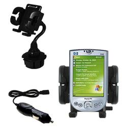 Gomadic HP iPAQ h4140 Auto Cup Holder with Car Charger - Uses TipExchange