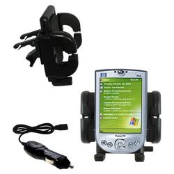 Gomadic HP iPAQ h4140 Auto Vent Holder with Car Charger - Uses TipExchange