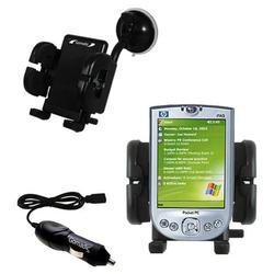 Gomadic HP iPAQ h4140 Auto Windshield Holder with Car Charger - Uses TipExchange