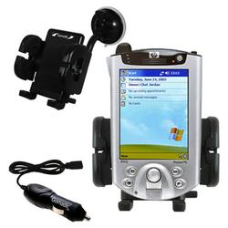 Gomadic HP iPAQ h5100 Auto Windshield Holder with Car Charger - Uses TipExchange