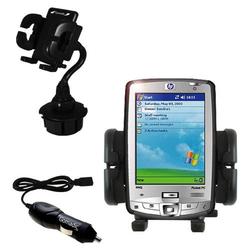 Gomadic HP iPAQ hx2490 Auto Cup Holder with Car Charger - Uses TipExchange