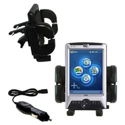 Gomadic HP iPAQ rx3100 Auto Vent Holder with Car Charger - Uses TipExchange