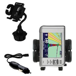 Gomadic HP iPAQ rx5910 Auto Cup Holder with Car Charger - Uses TipExchange