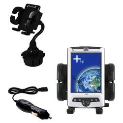 Gomadic HP iPAQ rz1700 Auto Cup Holder with Car Charger - Uses TipExchange