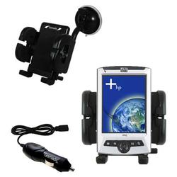 Gomadic HP iPAQ rz1700 Auto Windshield Holder with Car Charger - Uses TipExchange