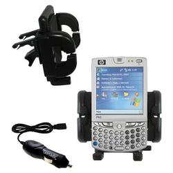Gomadic HP iPaq hw6510 Auto Vent Holder with Car Charger - Uses TipExchange