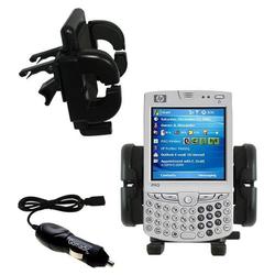 Gomadic HP iPaq hw6940 Auto Vent Holder with Car Charger - Uses TipExchange