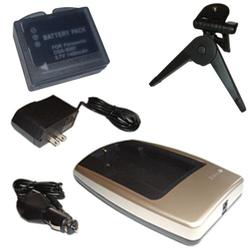 HQRP Battery Charger for Panasonic CGA-S007, CGA-S007A/B, CGA-S007E + 1400mAh Battery +Black Tripod