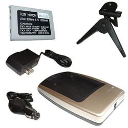 HQRP Li-Ion Battery and Smart Travel / Car Charger for Nikon EN-EL5 + Black Tripod