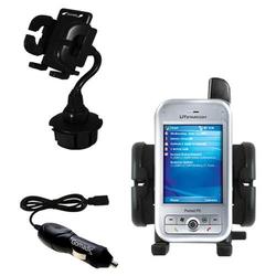 Gomadic HTC 6700Q Qwest Auto Cup Holder with Car Charger - Uses TipExchange