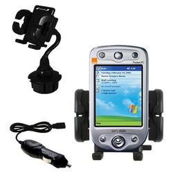 Gomadic HTC Himalaya Auto Cup Holder with Car Charger - Uses TipExchange