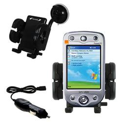 Gomadic HTC Himalaya Auto Windshield Holder with Car Charger - Uses TipExchange